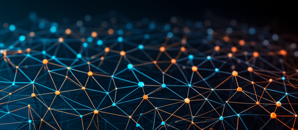 Abstract AI visualization representing data and neural networks